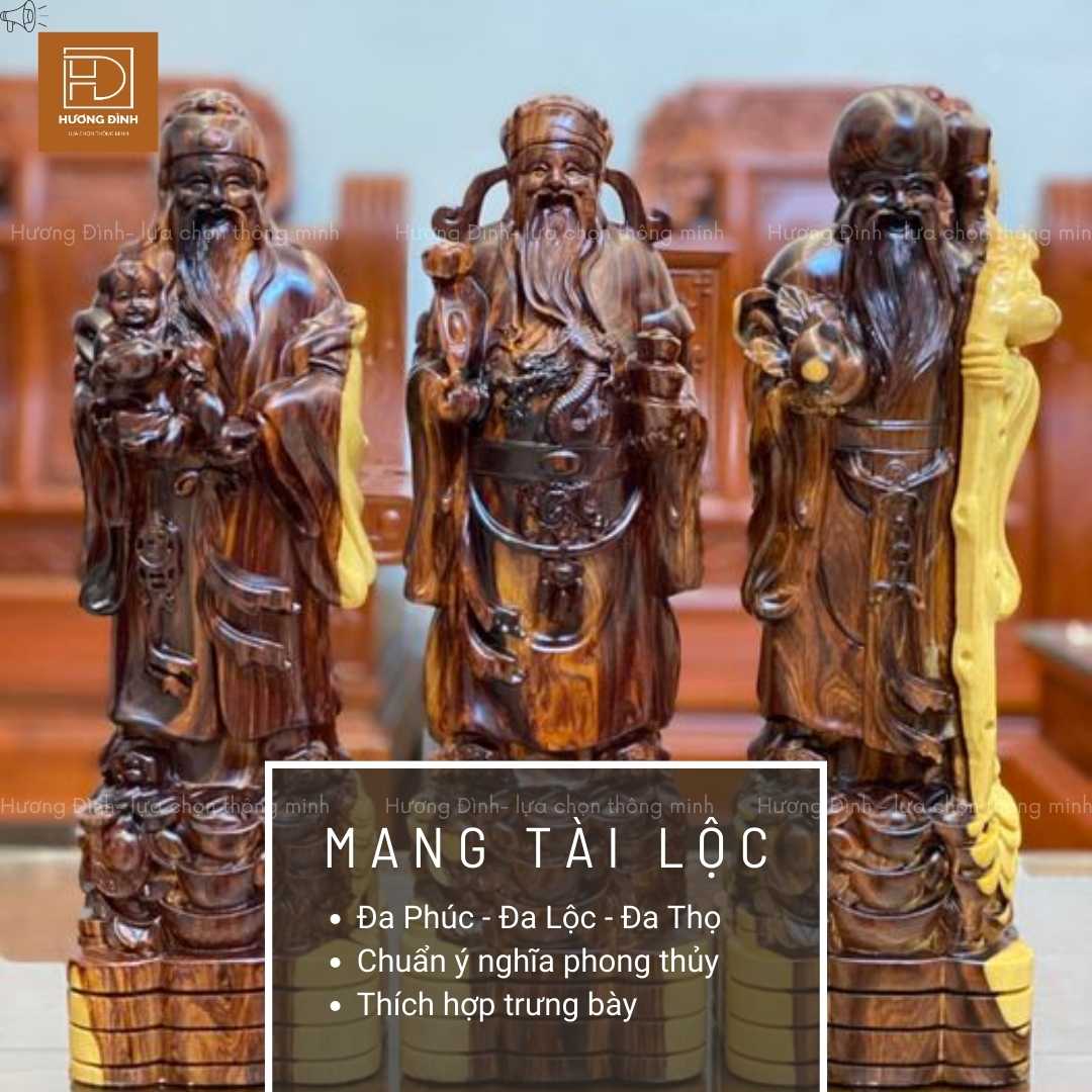 Tam Đa Phúc Lộc Thọ Gỗ Cẩm TTD233 (5) tượng Tam Đa với ý nghĩa nhiều phúc nhiều lộc nhiều thọ cho gia chủ