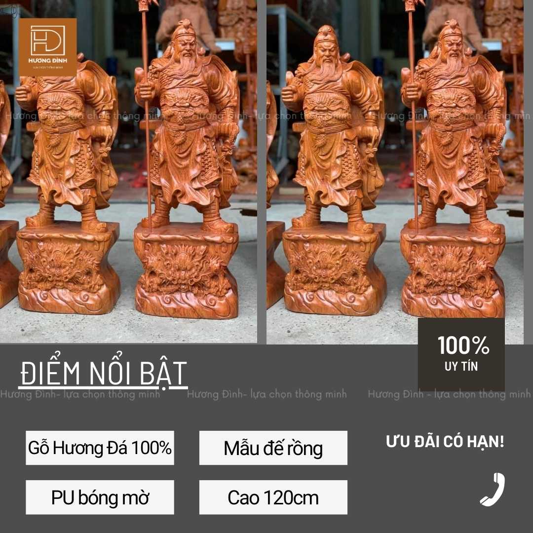 Tượng Quan Công Chống Đao Cao 1m2 TQC263-24