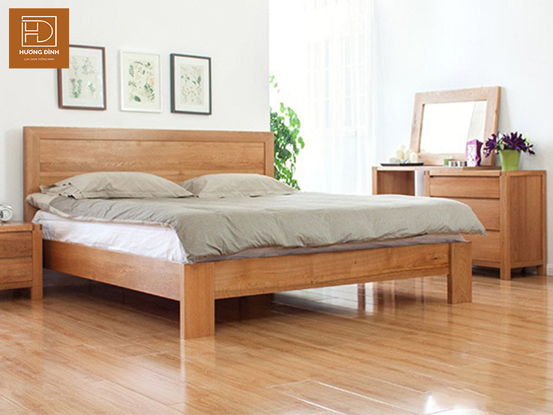 Giường ngủ kết hợp bàn trang điểm gỗ tần bì