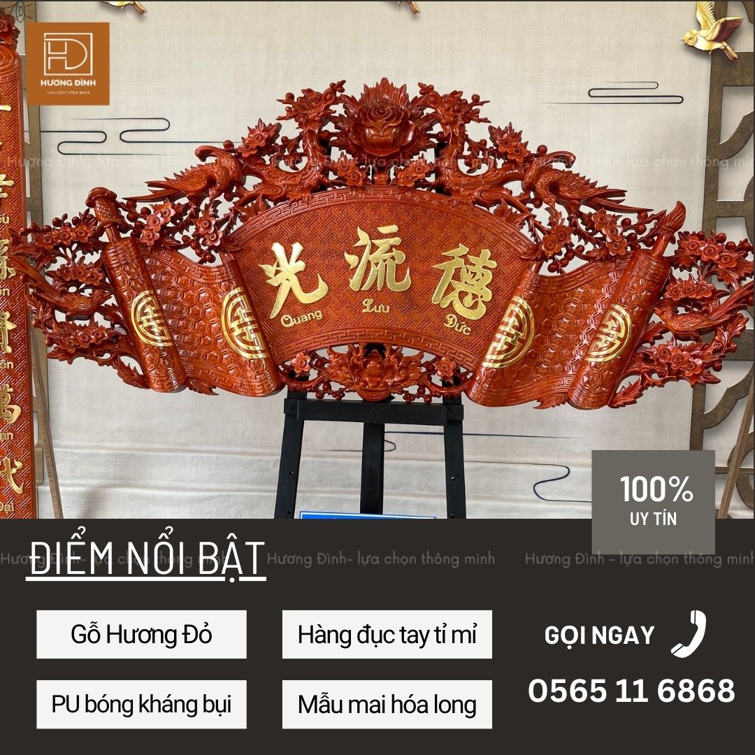 Bộ Cuốn Thư Câu Đối Gỗ Hương Đỏ CT347 (2)
