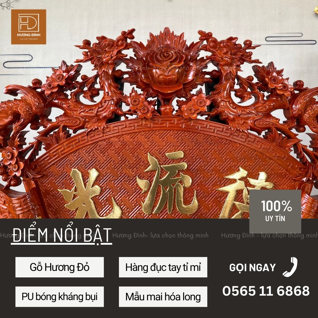 Bộ Cuốn Thư Câu Đối Gỗ Hương Đỏ CT347 (3)