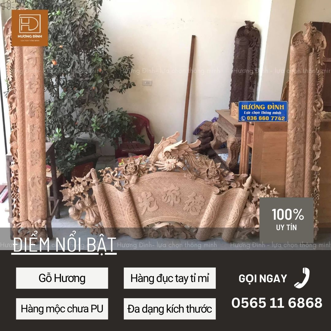 Cuốn Thư Câu Đối Gỗ Hương - Hàng Mộc CT451 (3)