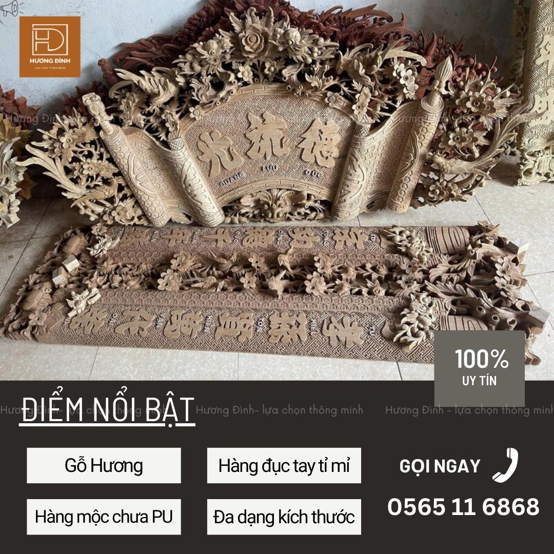 Cuốn Thư Câu Đối Gỗ Hương - Hàng Mộc CT451 (4)