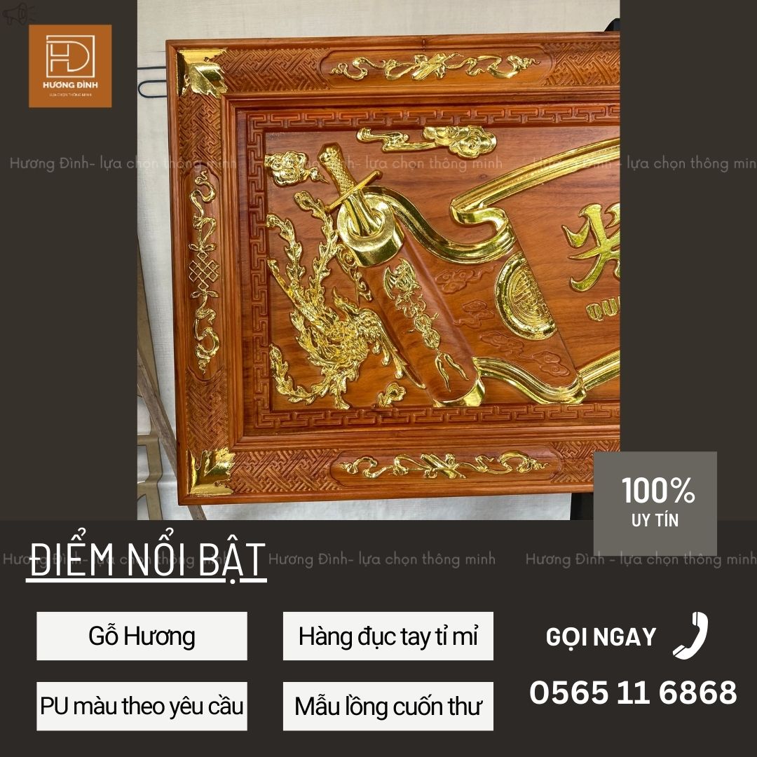 Hoành Phi Câu Đối Gỗ Hương HP393-31 (4)