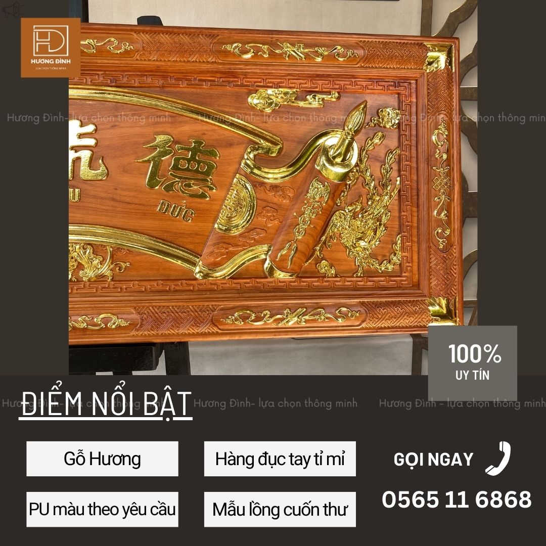 Hoành Phi Câu Đối Gỗ Hương HP393-31 (5)