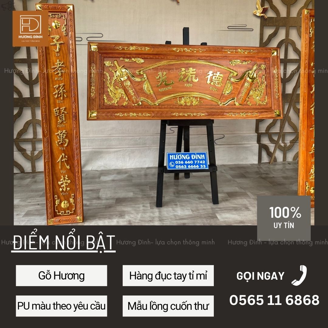 Hoành Phi Câu Đối Gỗ Hương HP393-31 (6)