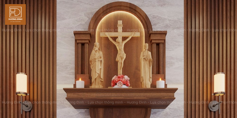 Mẫu bàn thờ gỗ Công giáo đẹp