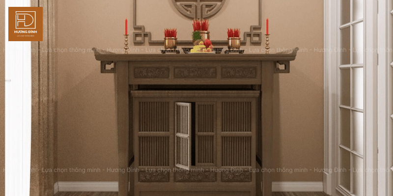 Mẫu tủ gỗ thờ thể hiện sự sang trọng cho ngôi nhà