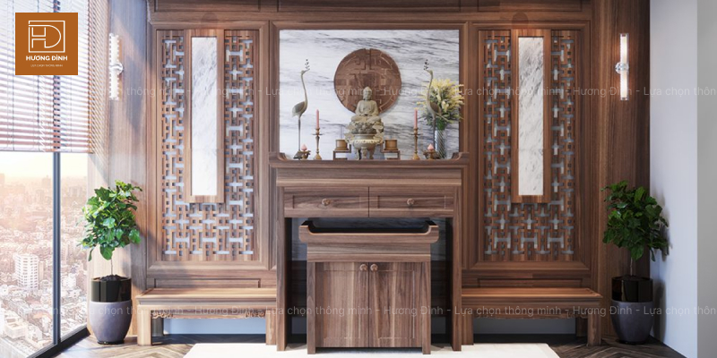 thiết kế nội thất phòng thờ Phật linh thiêng