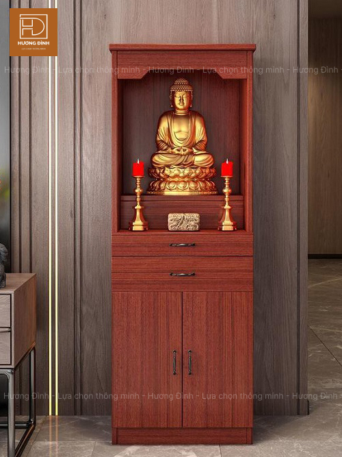 Mẫu tủ thờ gỗ đứng thờ Phật trang nghiêm