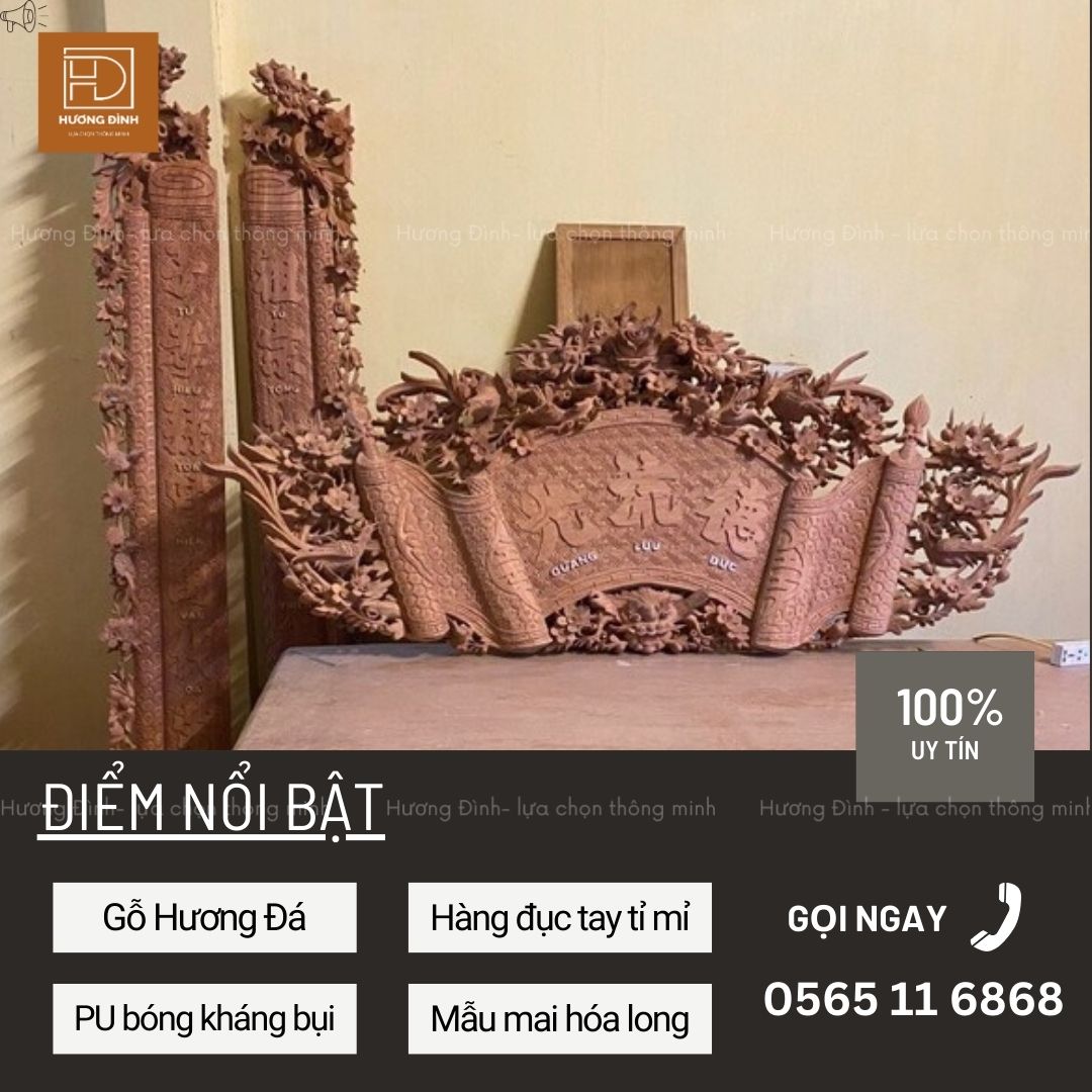 Bộ Cuốn Thư Câu Đối Gỗ Hương Đá KT197_87_4cm CT409 (4)