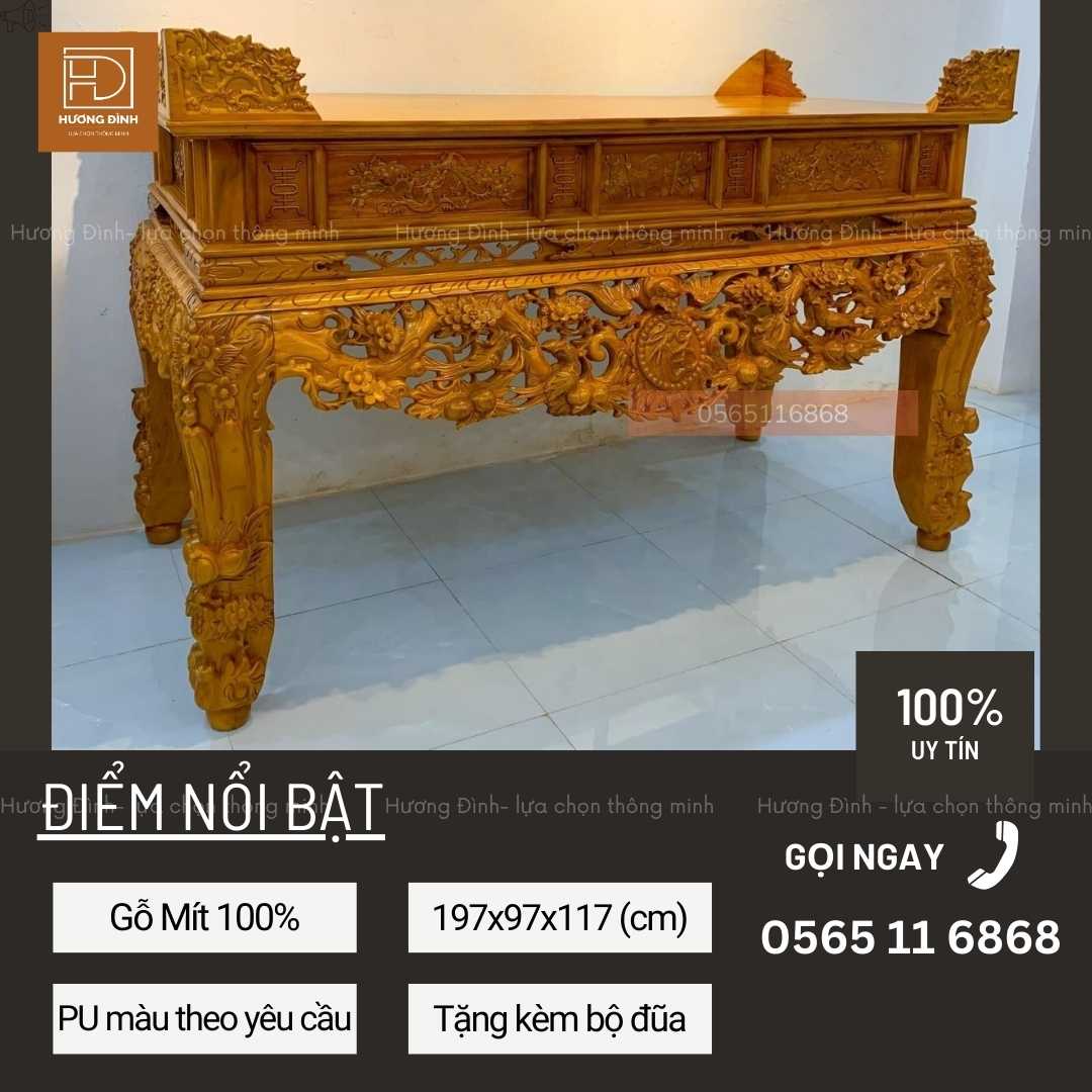 Sập thờ gỗ mít chân 18 ST0007 Sập thờ gỗ mít chân 18 ST0007