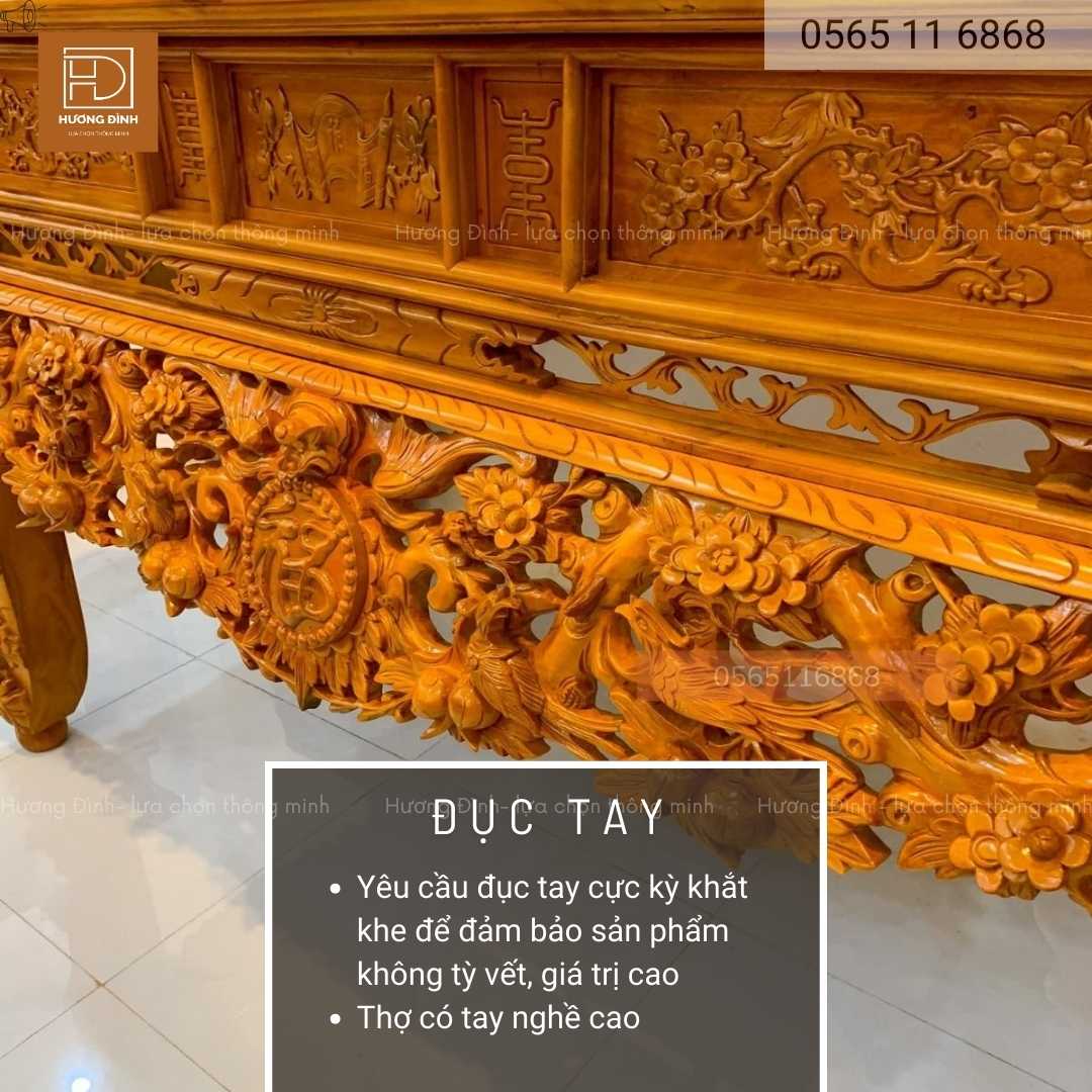 Sập thờ gỗ mít chân 18 ST0007 (4) Sập thờ gỗ mít chân 18 được đục tay hình dơi