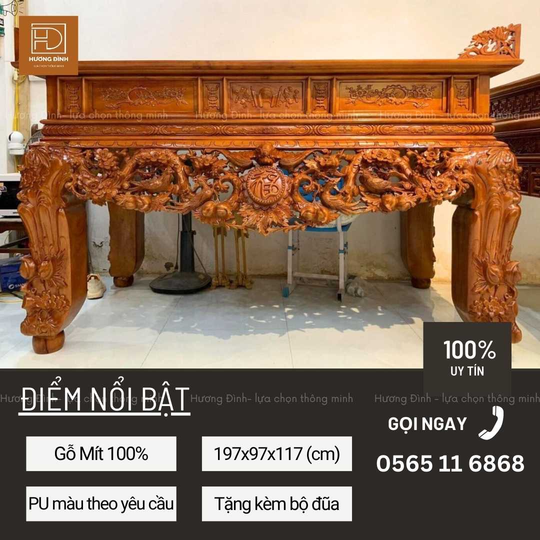 Sập thờ gỗ mít chân 20 ST0006 Sập thờ gỗ mít chân 20 ST0006