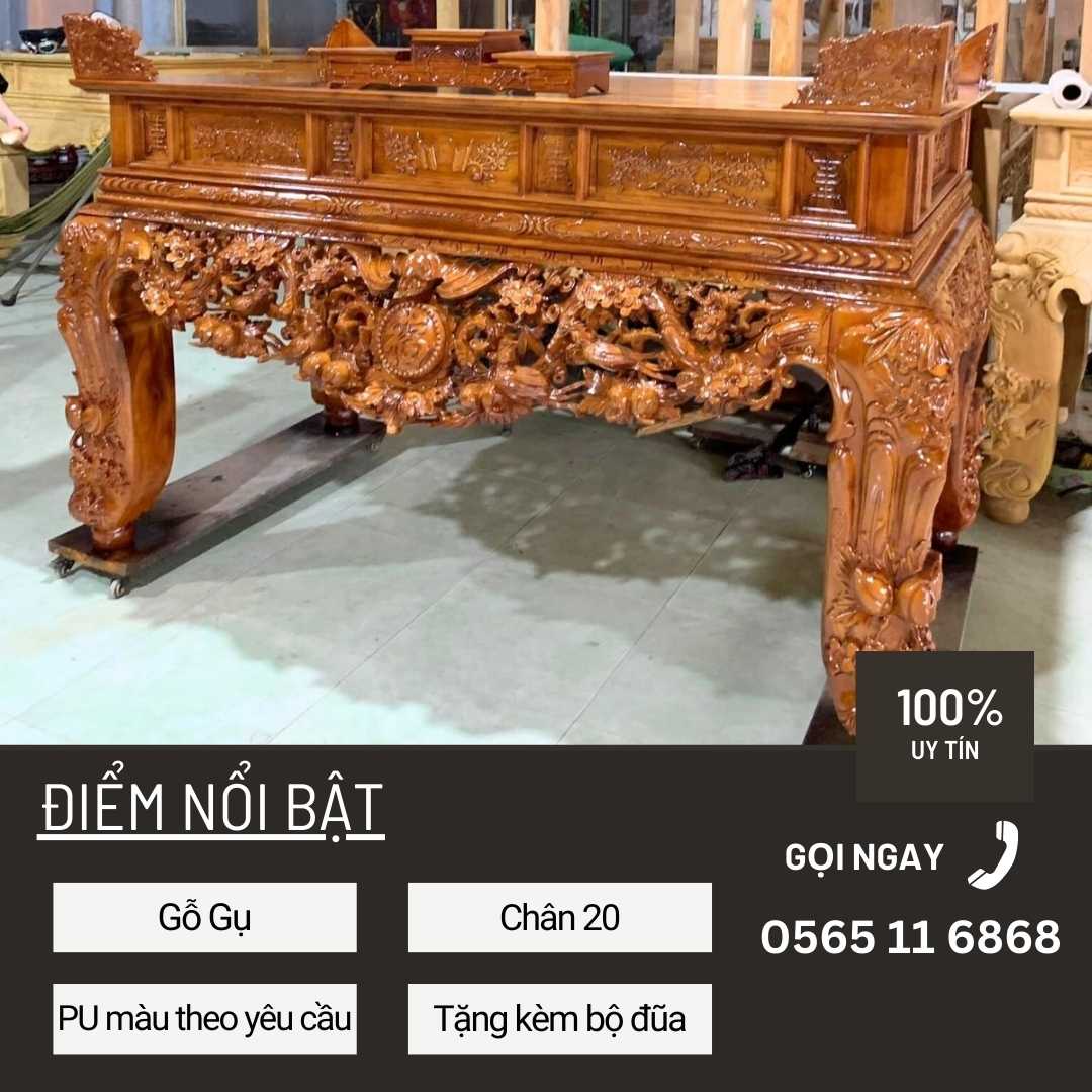 Sập thờ mai điểu gỗ gụ ST0019 Sập thờ mai điểu gỗ gụ ST0019