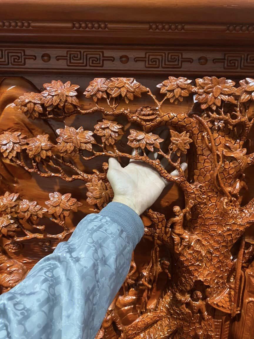 Tranh Gỗ Đồng Quê 207*197*10cm gỗ hương