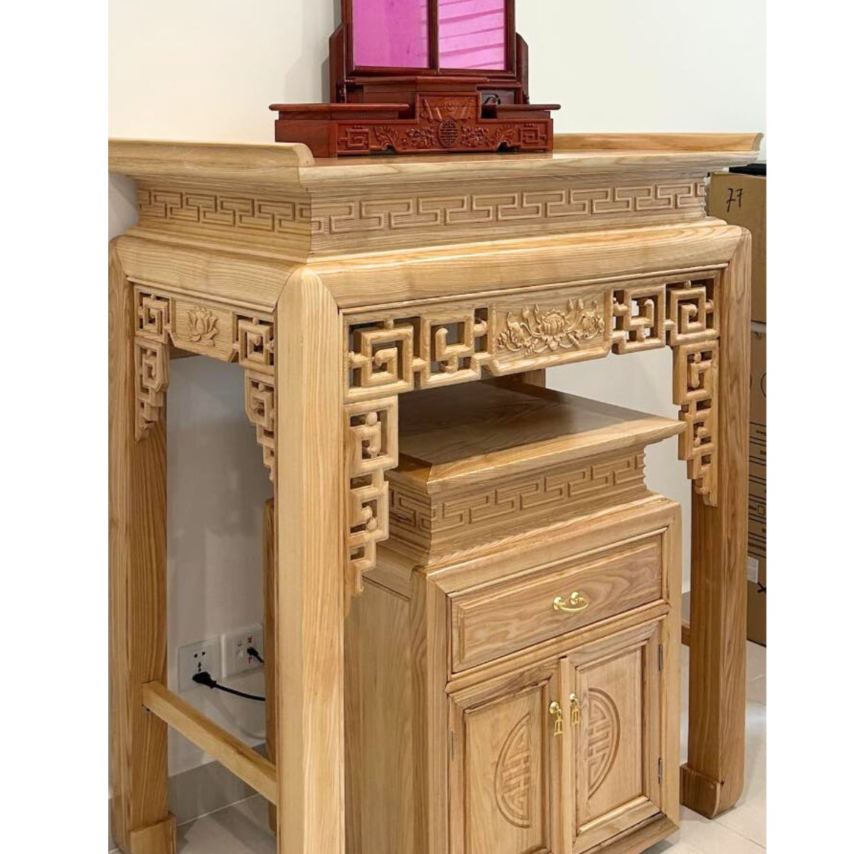 D2 Bàn Thờ Chung Cư Đứng gỗ Sồi (2)