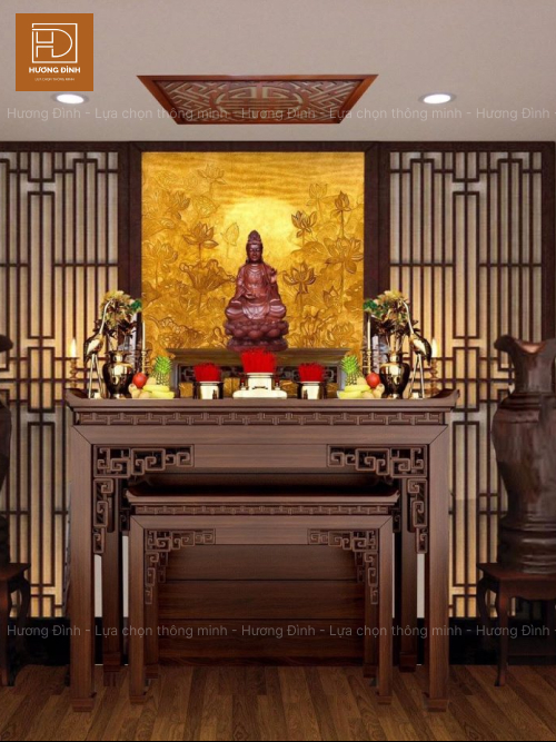 Bàn thờ Phật Bà Quan Âm treo tường, Những lưu ý khi thiết kế bàn thờ phù  hợp chuẩn phong thủy | Bàn thờ Tận Tâm