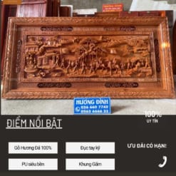 ảnh chính diện tranh vinh quy bái tổ gỗ hương đá tại Hương Đình