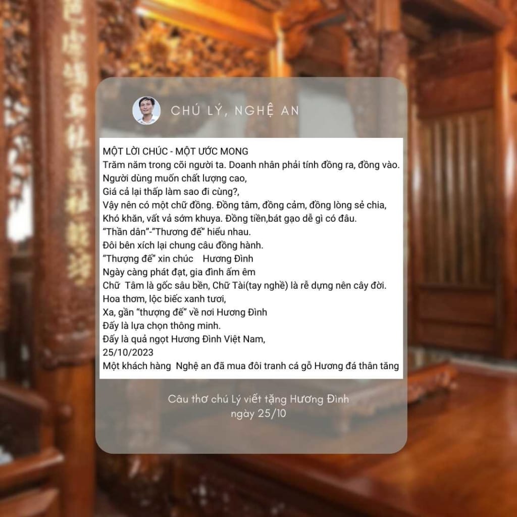 ảnh trên là bài thơ của khách hàng viết tặng Hương Đình