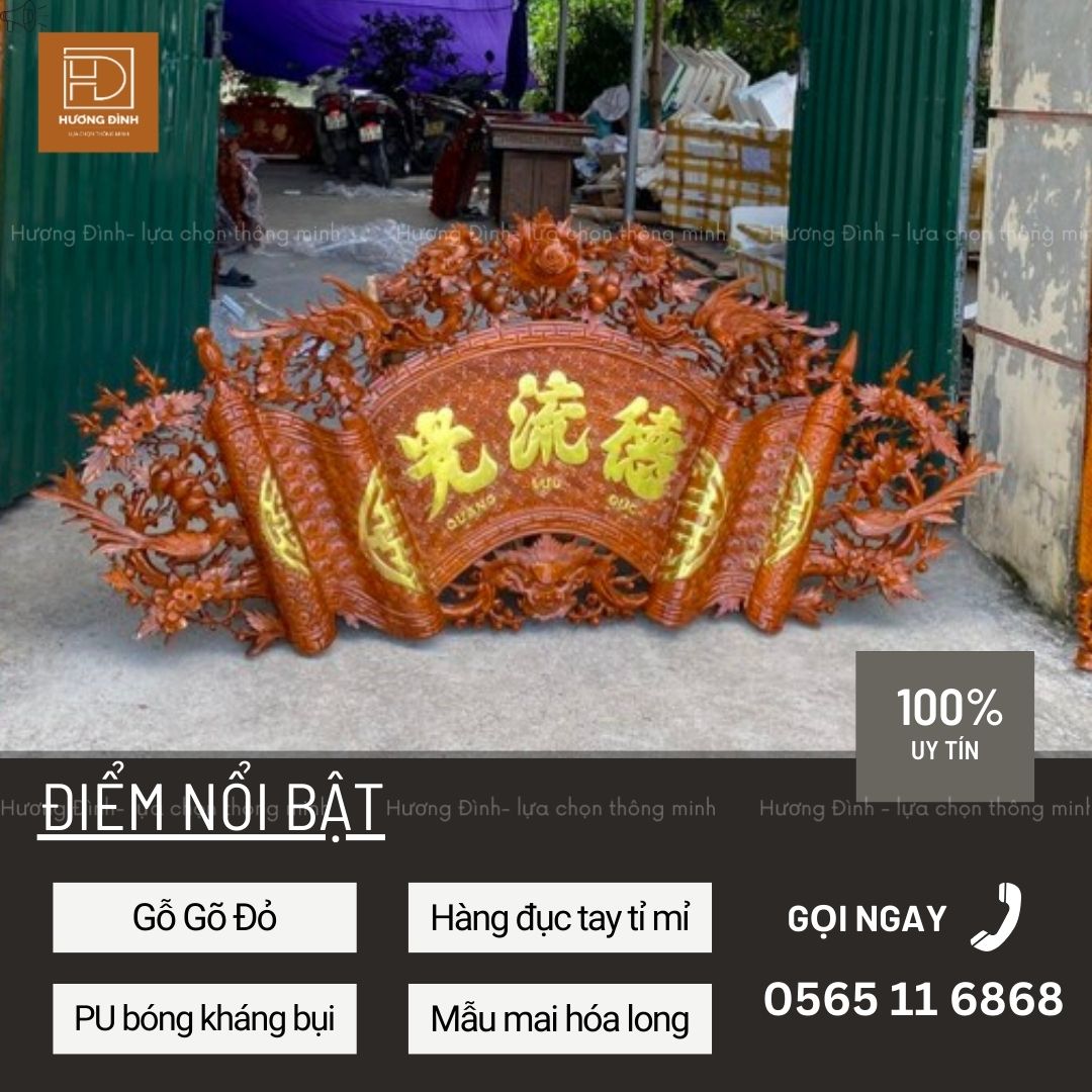 Bộ Cuốn Thư Câu Đối Gỗ Gõ Đỏ CT411 (4)