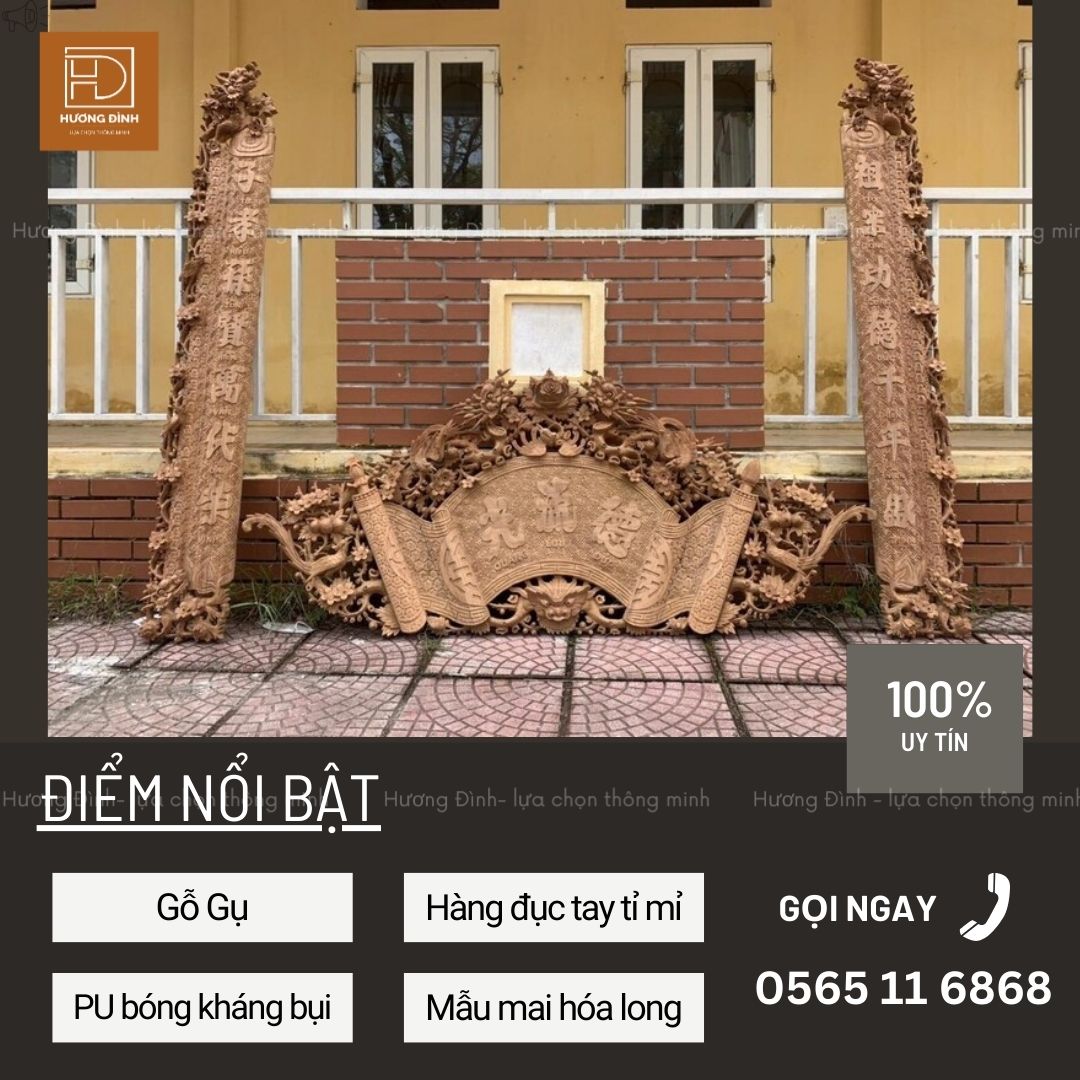 Bộ Cuốn Thư Câu Đối Gỗ Gụ CT373 (3)