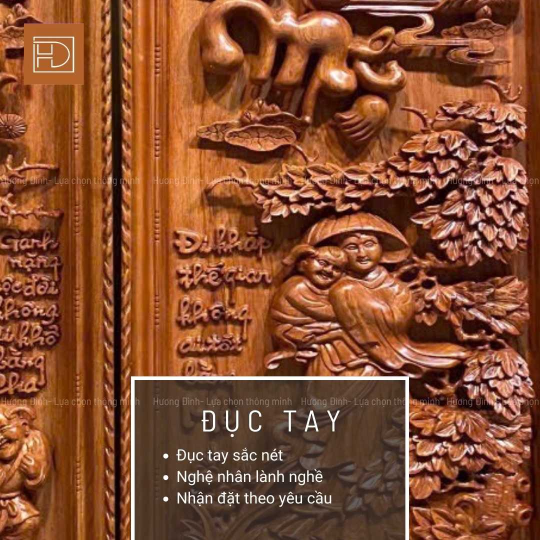 Cận cảnh chi tiết đục tay cực kỳ sắc nét của nghệ nhân tài hoa của Hương Đình