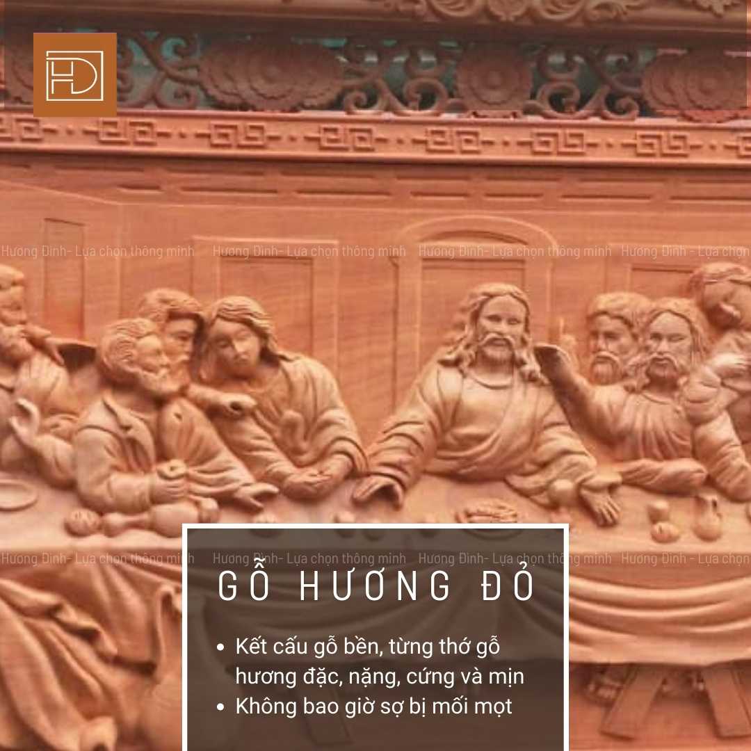 Cận cảnh vân gỗ hương đỏ trên tranh Bữa Tiệc Ly