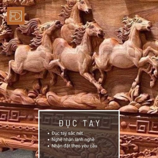 Chi tiết con ngựa được đục tay trong tranh Mã Đáo Thành Công