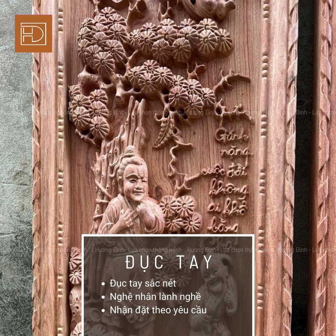 Chi tiết được đục tay tỉ mỉ bởi các nghệ nhân cao cấp tại Hương Đình