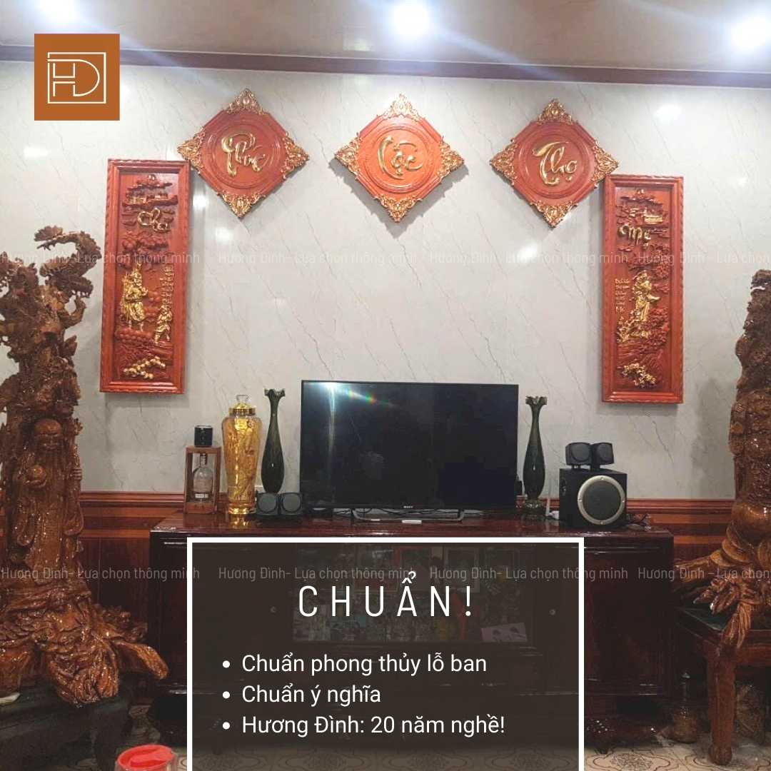 Tranh Cha Mẹ Gỗ Hương Đỏ T111-1 hợp trang trí cho căn nhà