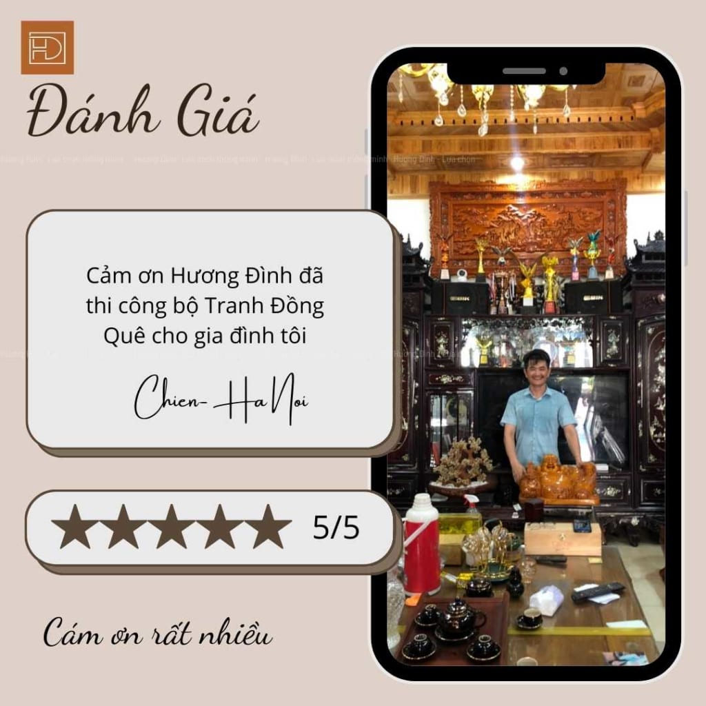 Đánh giá tốt của khách hàng đã mua sản phẩm tranh gỗ Đồng Quê ở Hương Đình