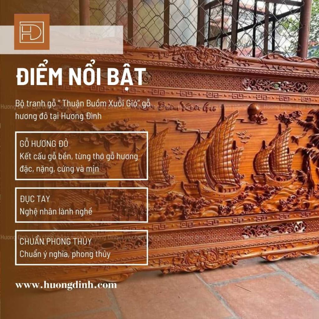 Điểm nổi bật của sản phẩm tranh gỗ Thuận Buồm Xuôi Gió KT 197x97 PU 283-3