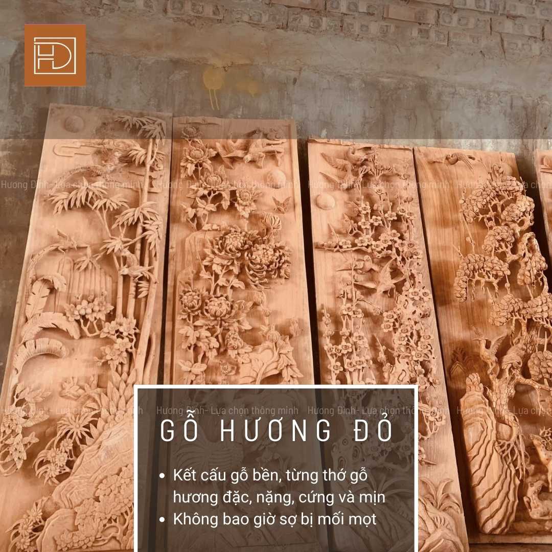ảnh gỗ hương đỏ làm tranh gỗ Tứ Quý Thuận Buồm Xuôi Gió