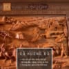 chi tiết vân gỗ trên Tranh Vinh Quy Bái Tổ Gỗ Hương Đỏ KT 127x67 Dát Vàng T312-9
