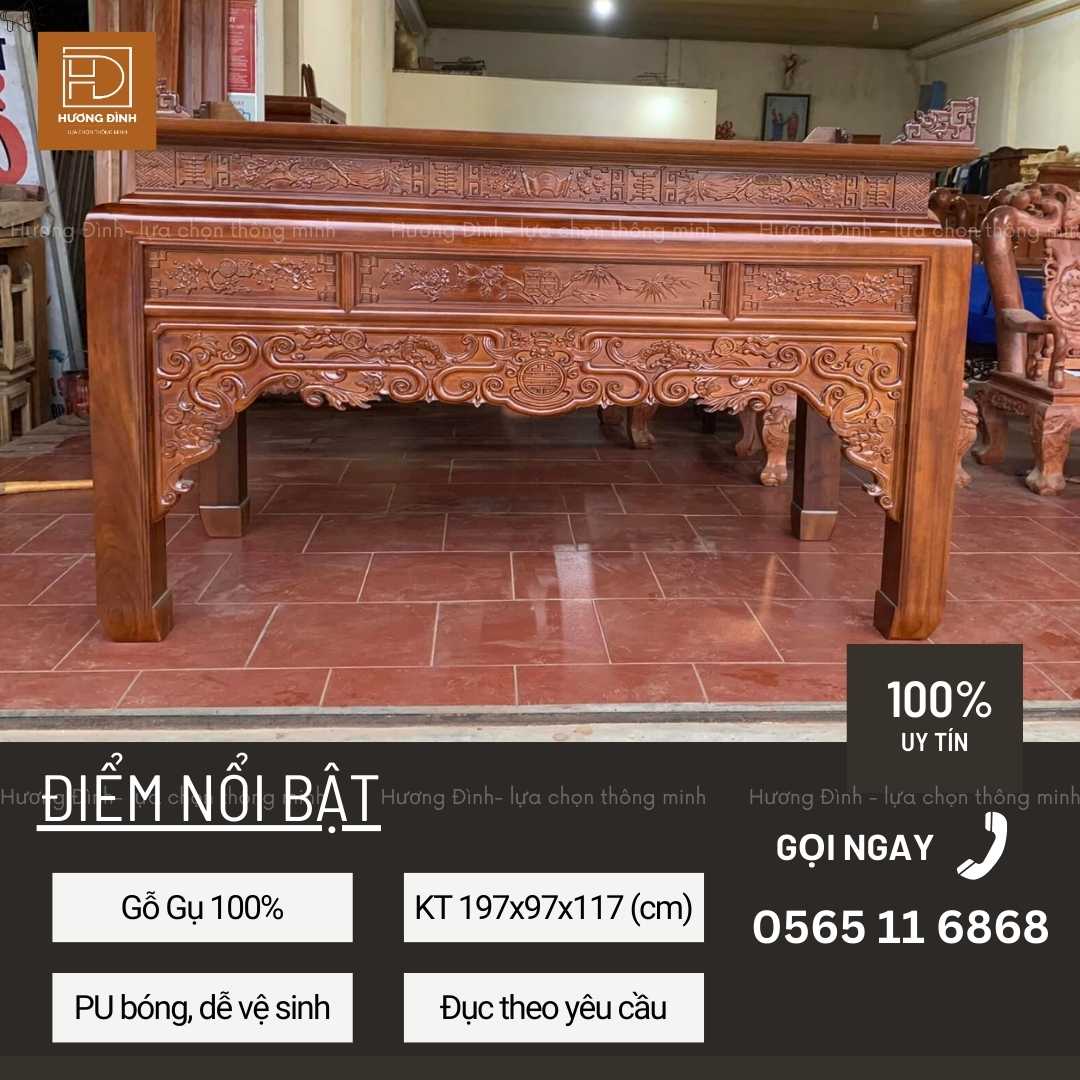 Án gian thờ gỗ gụ KT 197x97x117 Án gian thờ gỗ gụ KT 197x97x117