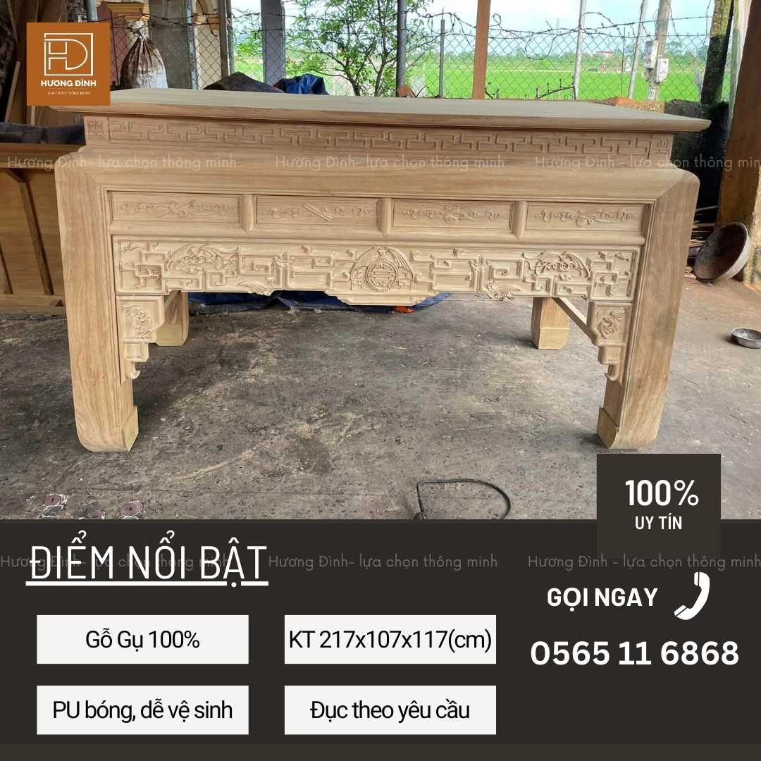 Án gian thờ gỗ gụ KT 217x107x117 Án gian thờ gỗ gụ KT 217x107x117