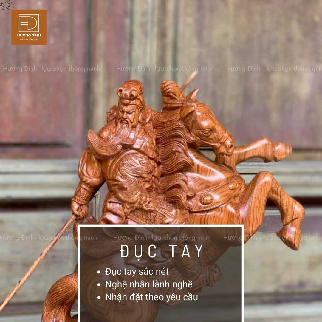 Các chi tiết trong tượng Quan Công được đục tay tỉ mỉ Các chi tiết trong tượng Quan Công được đục tay tỉ mỉ