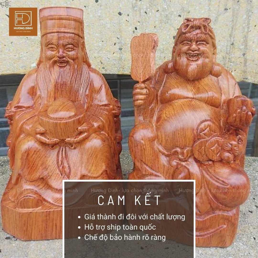 Tượng Thần Tài Thổ Địa 5 Hương Đình cam kết chất lượng sản phẩm, hoàn tiền nếu không đúng gỗ đúng mẫu