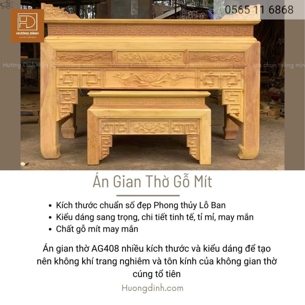 Án gian thờ gỗ mít là sự lựa chọn xứng đáng cho các gia đình Việt