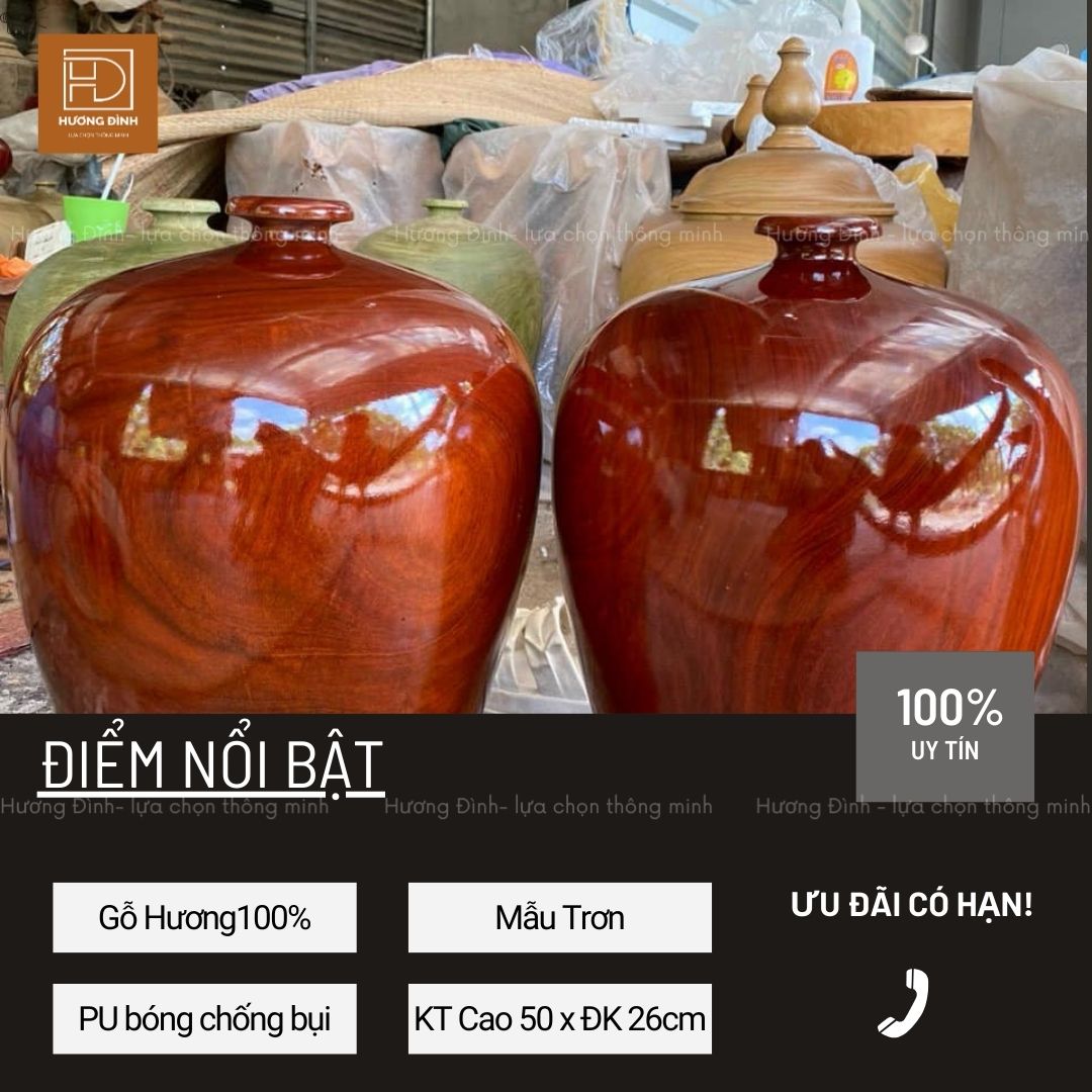 Bình Phú Quý Gỗ Hương KT50x26cm - Hàng Nguyên Khối (3)