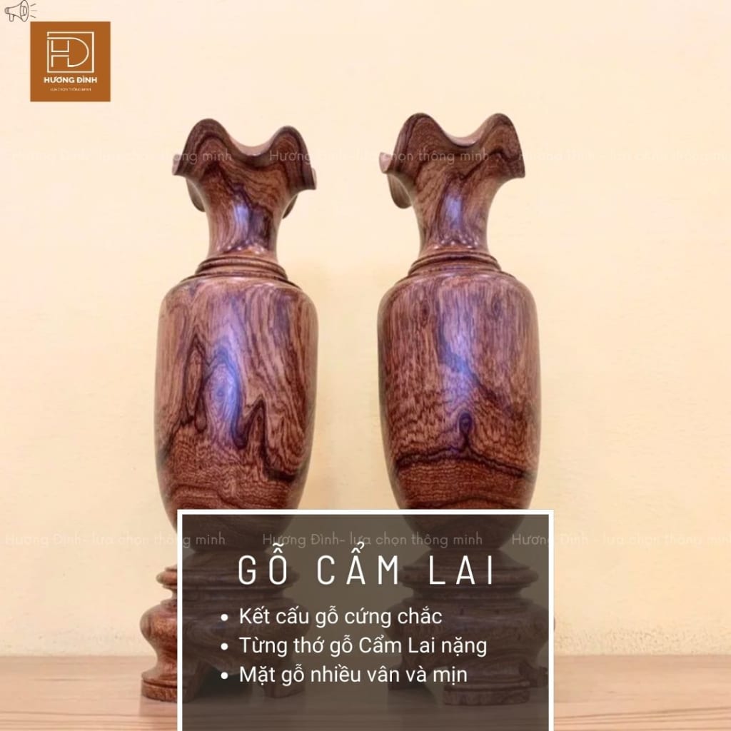 Cặp lục bình được làm từ gỗ Cẩm Lai chuẩn đẹp