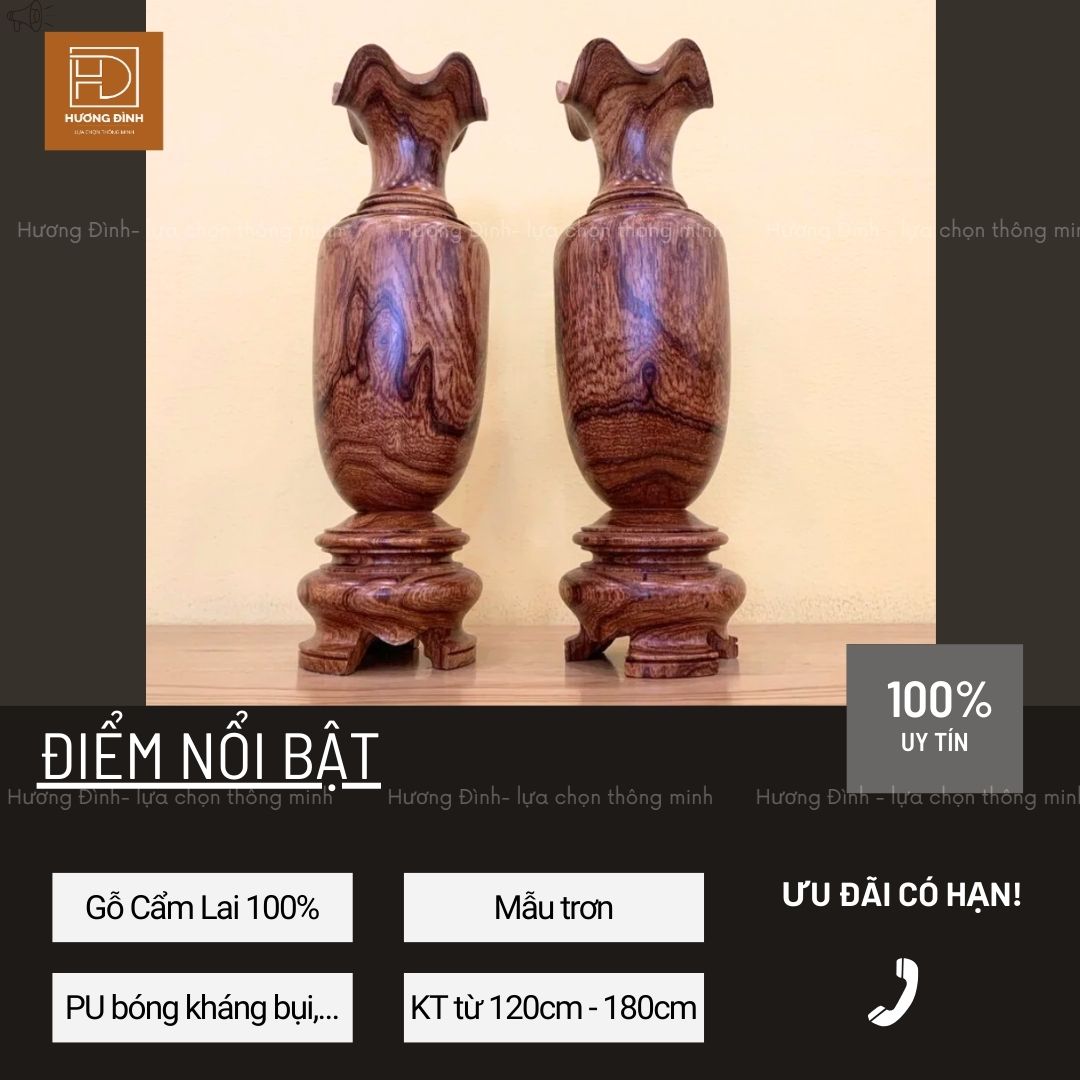 Lục Bình Gỗ Cẩm Lai - Hàng Nguyên Khối (05)