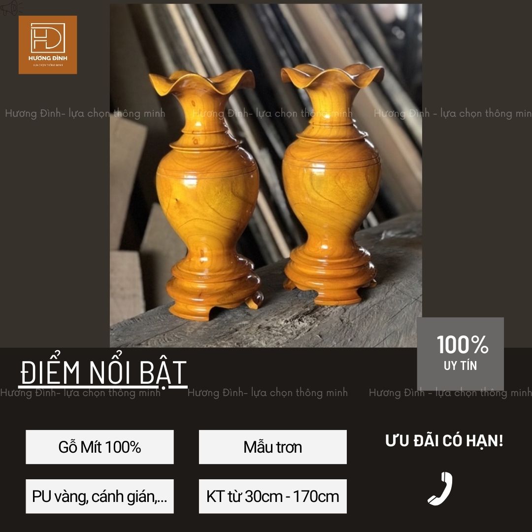 Lục Bình Gỗ Mít Cao 30 - 170cm Hàng Nguyên Khối (11)