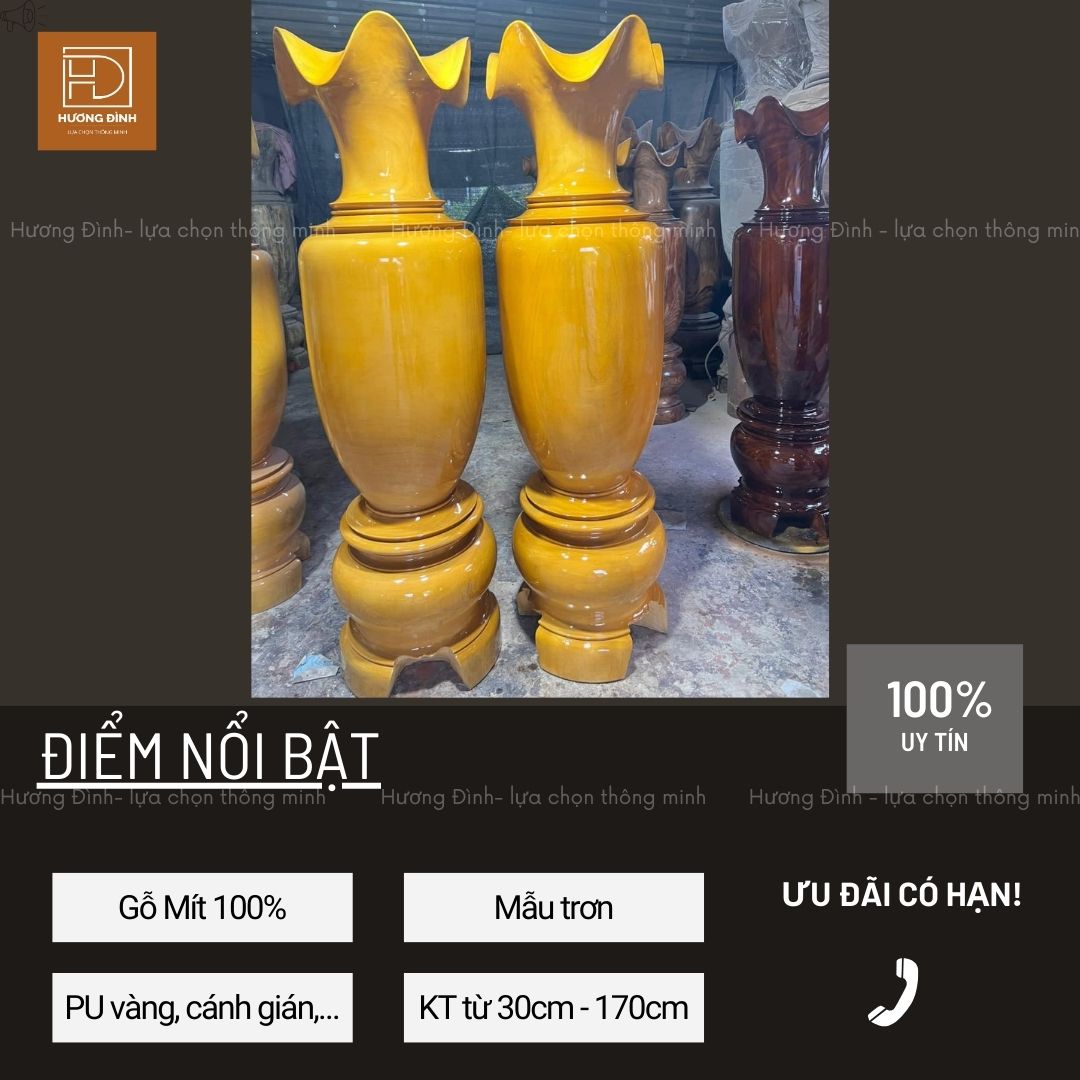 Lục Bình Gỗ Mít Cao 30 - 170cm Hàng Nguyên Khối (2)