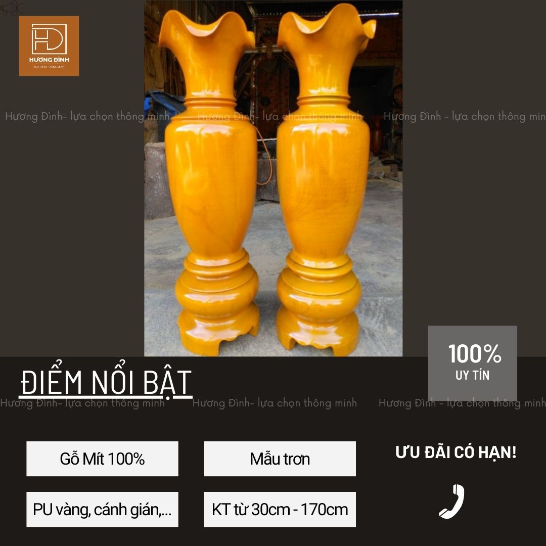 Lục Bình Gỗ Mít Cao 30 - 170cm Hàng Nguyên Khối (5)