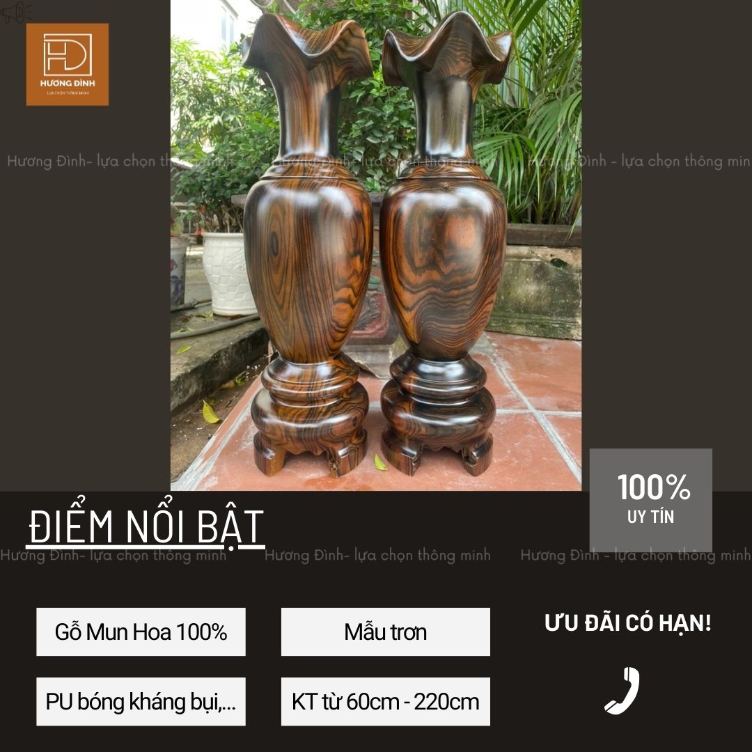 Lục Bình Gỗ Mun Hoa Cao 60-220cm Hàng Nguyên Khối (2)