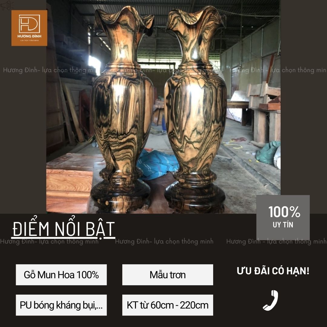 Lục Bình Gỗ Mun Hoa Cao 60-220cm Hàng Nguyên Khối (4)