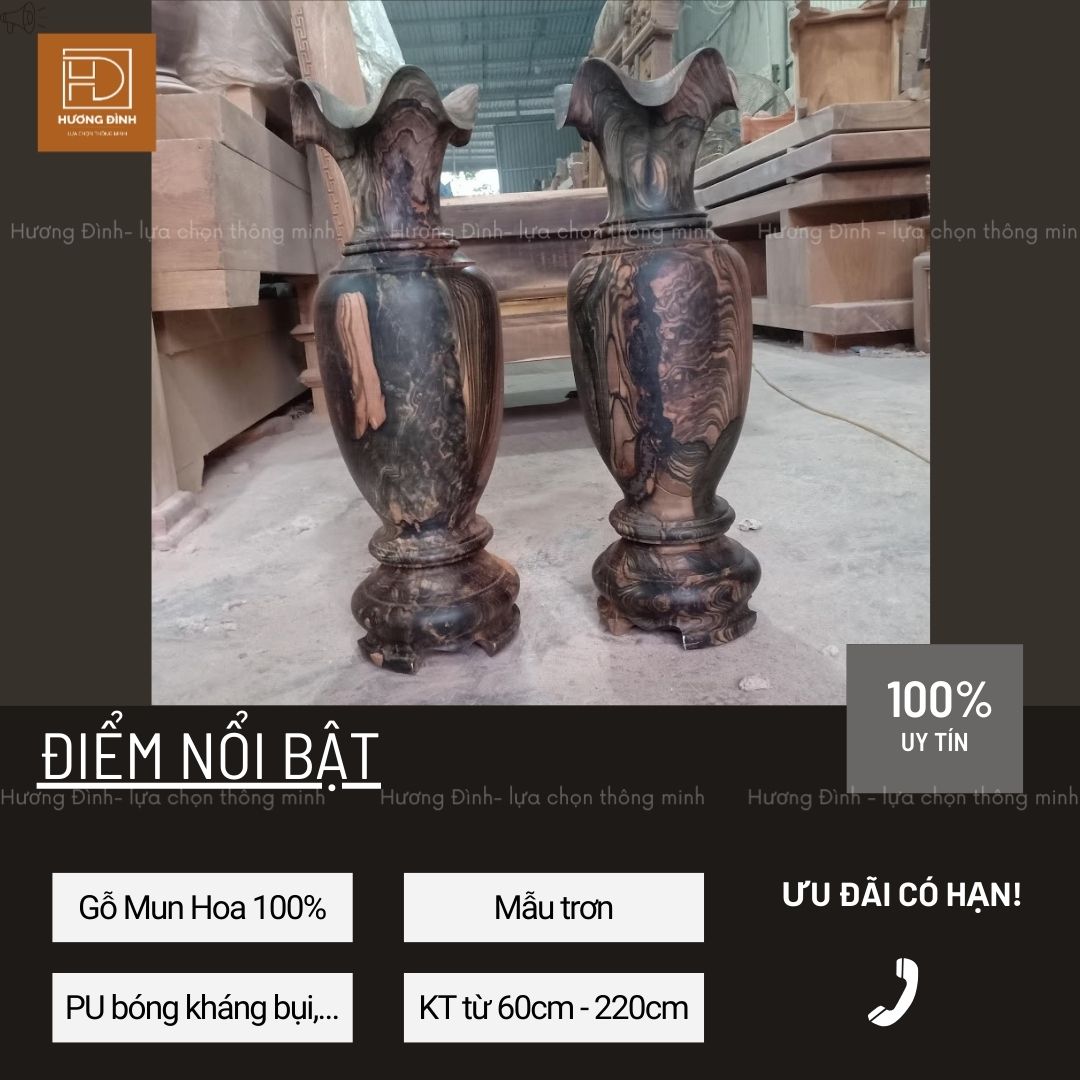 Lục Bình Gỗ Mun Hoa Cao 60-220cm Hàng Nguyên Khối (5)