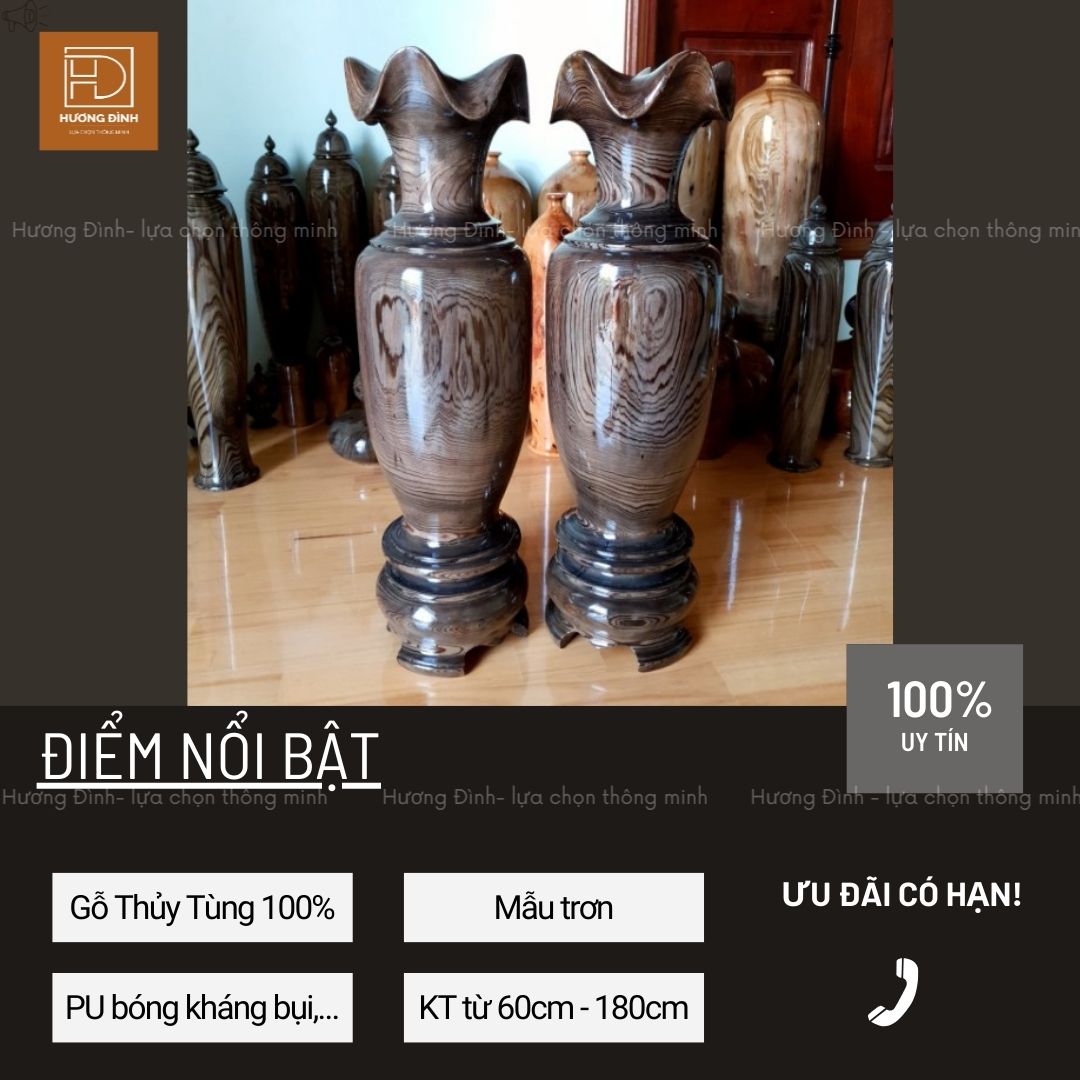 Lục Bình Gỗ Thủy Tùng Cao 60-180cm Hàng Nguyên Khối (2)